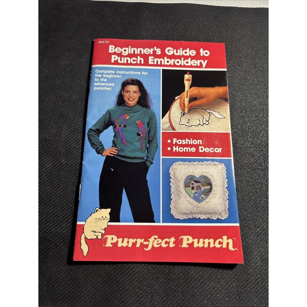 BEGINNER'S GUIDE TO PUNCH EMBROIDERY Booklet #64101 Purr-fect  Punch No needle